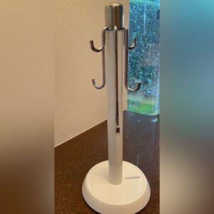 Vtg-Inspired Typhoon Stainless Steel White and Silver Coffee Mug Hanging Holder